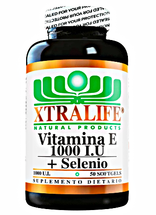 Vitamina E 1000 UI + Selenio – Xtralife (60 cápsulas)