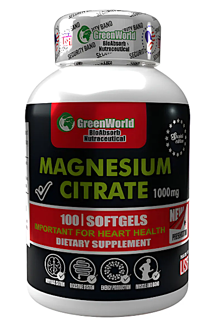 Citrato de Magnesio 1000 mg – GreenWorld (100 cápsulas)