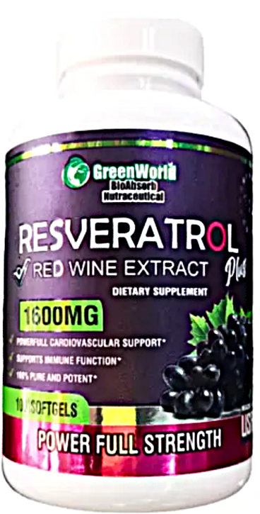 Resveratrol Red Wine Extract 1600 mg – GreenWorld (100 cápsulas)