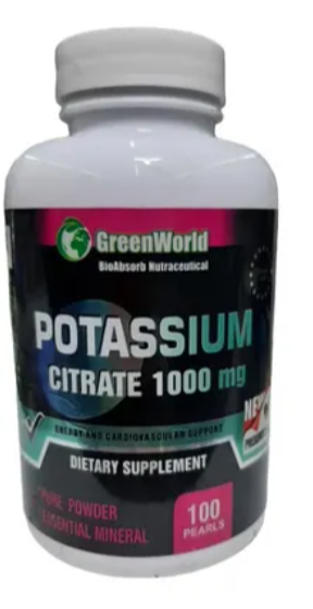 Citrato de Potasio 1000 mg – GreenWorld (100 cápsulas)